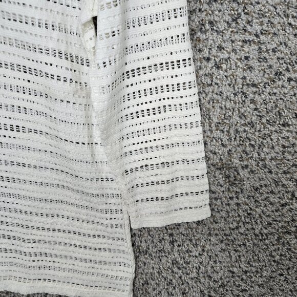 Chicos Top Womens 0 US Small Off White Scoop Neck Beaded Open‎ Knit Blouse - Picture 2 of 8